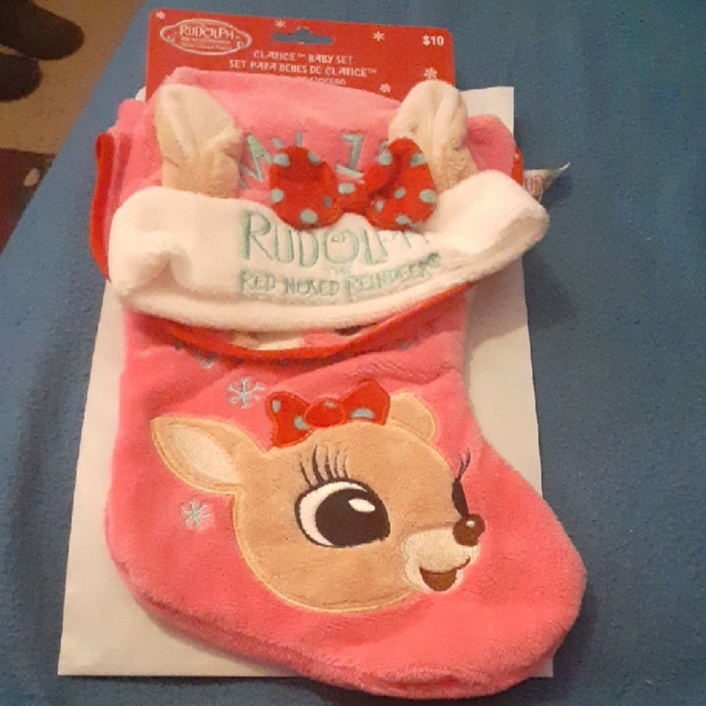 Rudolph Pink Christmas Stocking Set